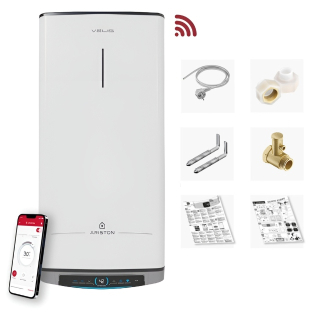 Plochý elektrický bojler na ohrev vody Ariston Velis Dune Wifi 80